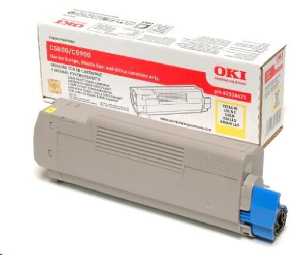 Žltý toner OKI pre multifunkčné zariadenia C5800/ C5900/ C5550 (5000 strán)