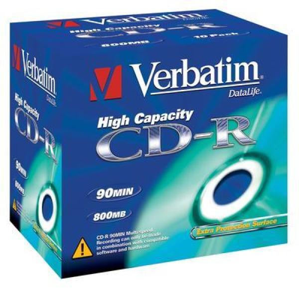 VERBATIM CD-R(10-Pack)Jewel/ EP/ DL/ 40x/ 90min/ 800MB