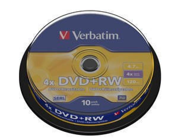 VERBATIM DVD+RW(10-Pack)Spindle4x/DLP/4.7GB