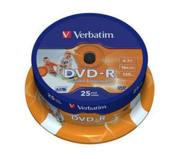 VERBATIM DVD-R(25-Pack)Vreteno/Inkjet Printable/16x/4.7GB1