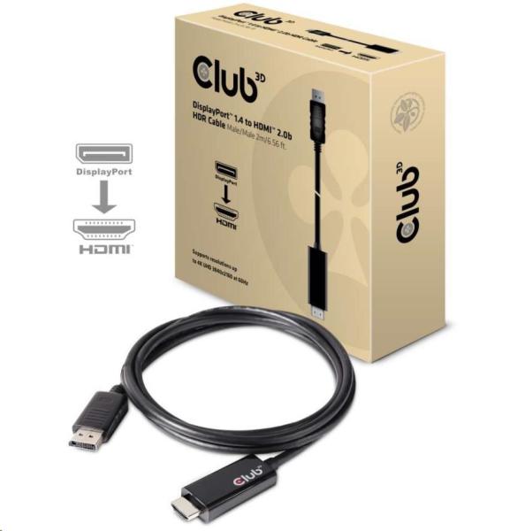 Club3D Adaptér aktivní DisplayPort 1.4 na HDMI 2.0b HDR (M/ M),  2m