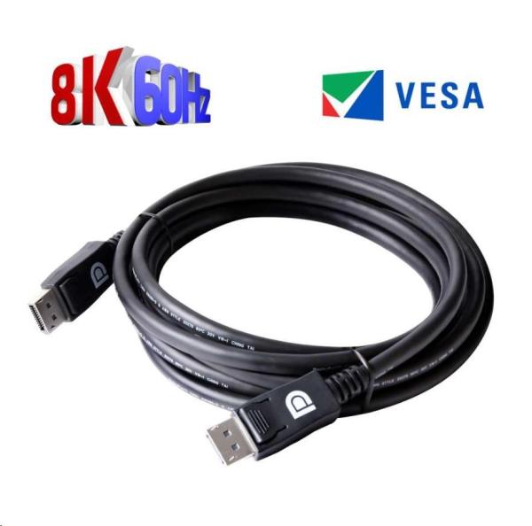 Club3D Kabel certifikovaný DisplayPort 1.4,  HBR3,  8K60Hz (M/ M),  3m,  28 AWG1