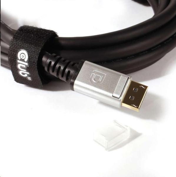 Club3D Kabel certifikovaný DisplayPort 1.4,  HBR3,  8K60Hz (M/ M),  stříbrné koncovky,  4m,  24 AWG12