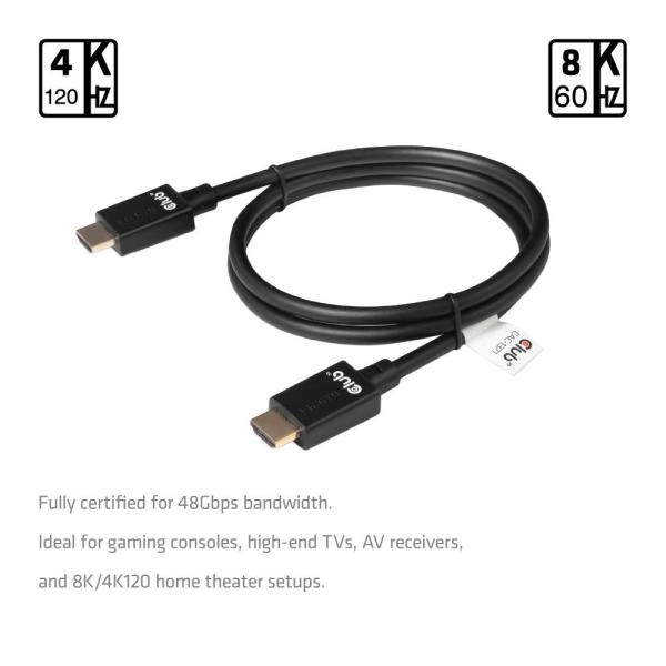 Club3D Kabel Ultra Rychlý HDMI™ Certifikovaný 4K 8K60Hz 48Gbps (M/ M),  1m,  30 AWG3