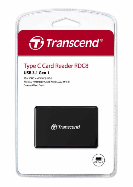 Čítačka kariet TRANSCEND RDC8K2,  USB 3.1 Multifunkčná čítačka kariet Gen1 All-in-1,  typ C4