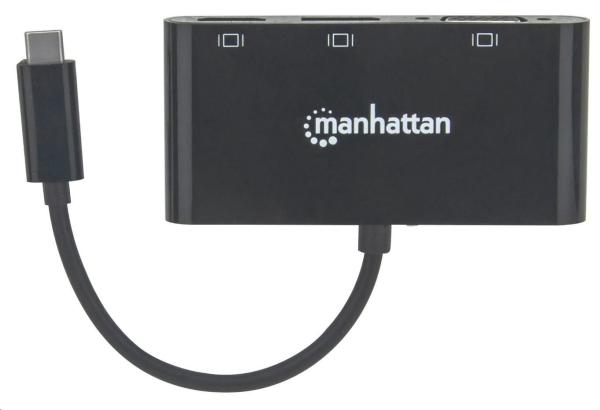 MANHATTAN Splitter,  rozbočovač MST,  adaptér USB-C na DisplayPort/  HDMI/  VGA,  čierny3