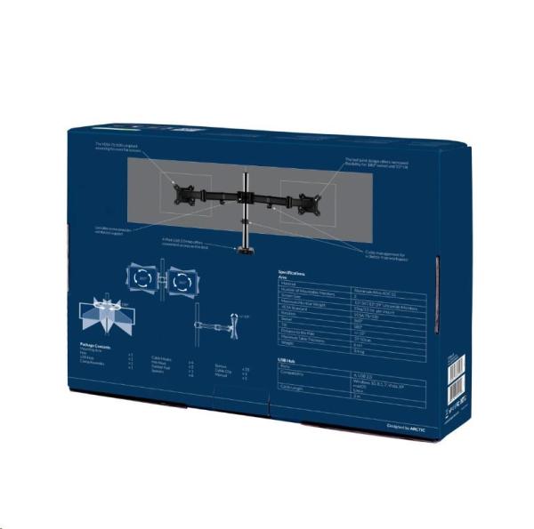Stolný držiak ARCTIC Z2 (Gen3) pre 2x LCD do 34",  nosnosť 2x15 kg,  4x USB HUB,  čierny11