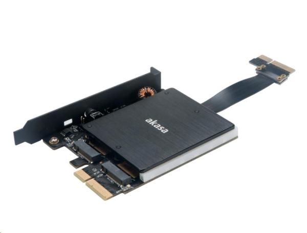 Adaptér AKASA Dual pre M.2 PCIe s RGB LED a chladičom