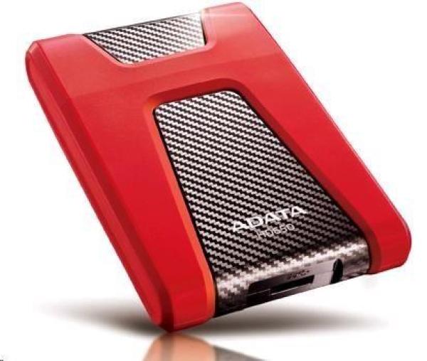 Externý pevný disk ADATA 1TB 2, 5" USB 3.1 DashDrive Durable HD650,  červený (gumový,  odolný voči nárazom)1