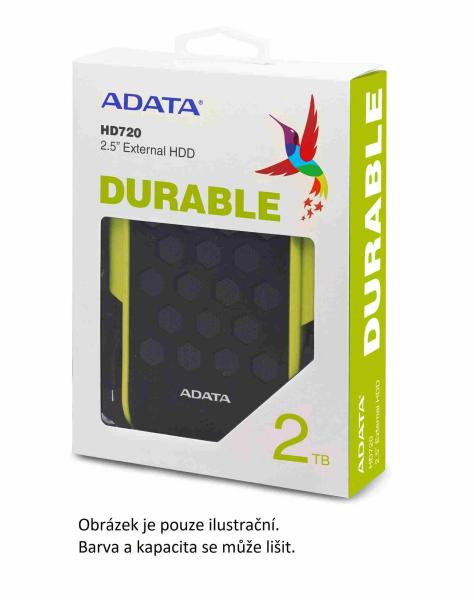Externý pevný disk ADATA 2TB 2,5" USB 3.1, DashDrive™ Durable HD720, G-senzor, modrý, (gumový, odolný voči vode/nárazom2
