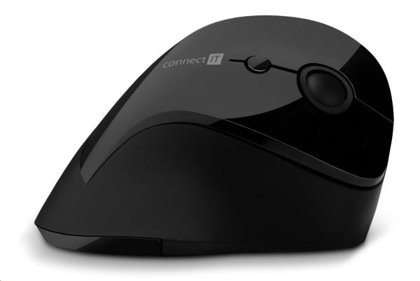 CONNECT IT FOR HEALTH Ergonomická vertikálna myš,  (+ 1x batéria AA zdarma),  bezdrôtová,  ČIERNA