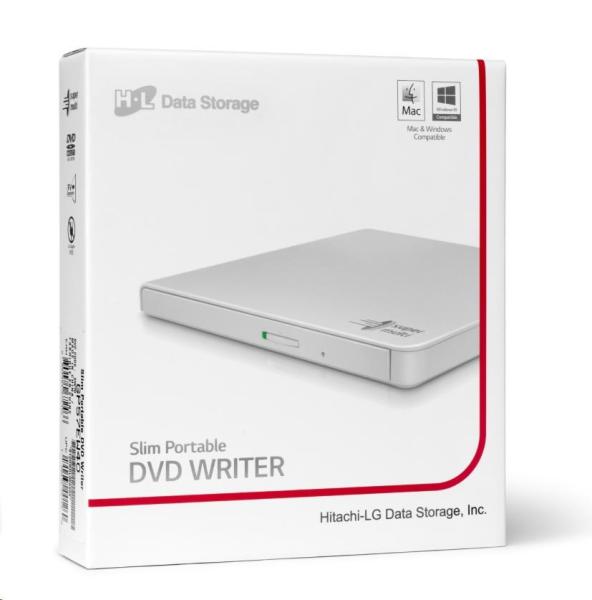 HITACHI LG - externá mechanika DVD-W/ CD-RW/ DVD±R/ ±RW/ RAM GP57EW40,  Slim,  biela,  krabica+SW4