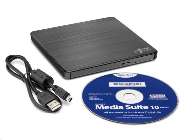 HITACHI LG - externá mechanika DVD-W/ CD-RW/ DVD±R/ ±RW/ RAM GP60NB60,  Slim,  čierna,  box+SW4