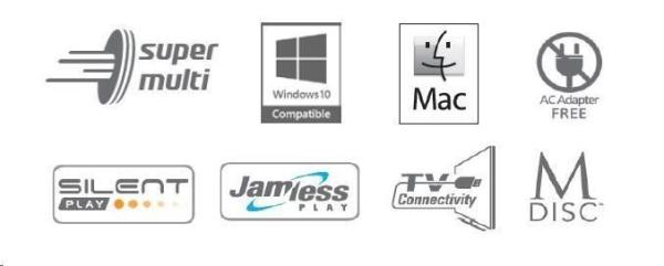 HITACHI LG - externá mechanika DVD-W/ CD-RW/ DVD±R/ ±RW/ RAM GP60NW60,  Slim,  biela,  krabica+SW2