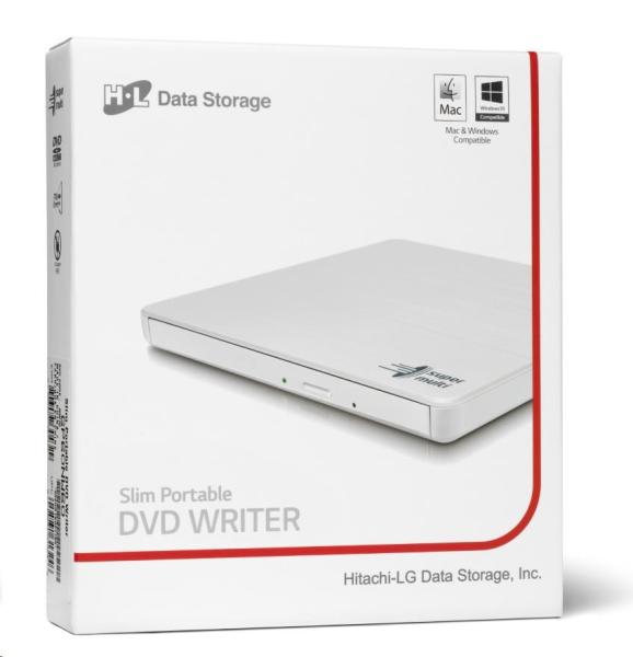 HITACHI LG - externá mechanika DVD-W/CD-RW/DVD±R/±RW/RAM GP60NW60, Slim, biela, krabica+SW5