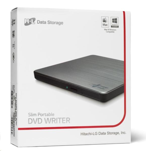 HITACHI LG - externá mechanika DVD-W/ CD-RW/ DVD±R/ ±RW/ RAM GP60NS60,  Slim,  Silver,  box+SW5