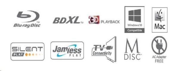HITACHI LG - Externý disk BD-W/ CD-RW/ DVD±R/ ±RW/ RAM/ M-DISC BP55EB40,  čierny,  box+SW1