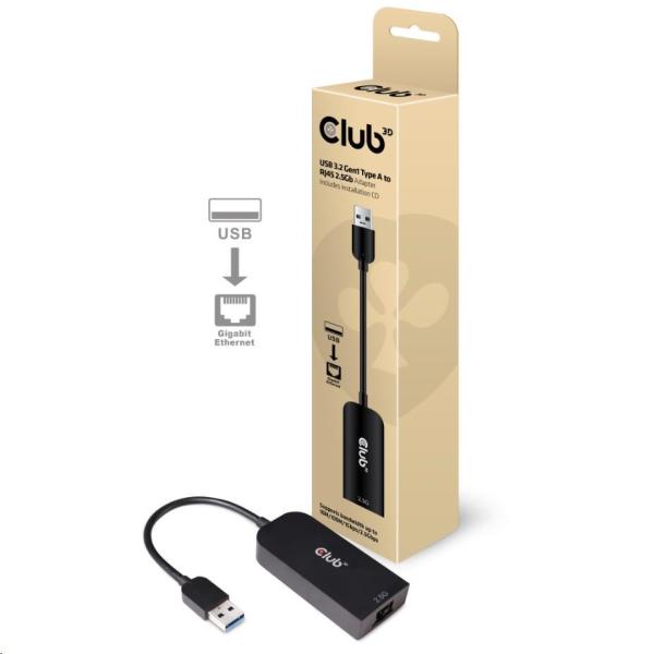Adaptér Club3D USB 3.2 Gen 1 typ A na RJ45 2.5Gb,  24cm