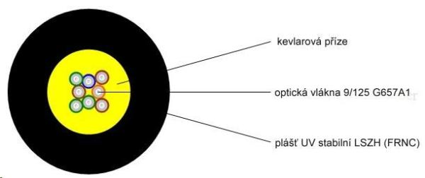 Optický kabel LEXI-Net DROP FTTx,  8x 9/ 125 SM,  G.657A1,  LS0H,  černý,  cívka 1km1