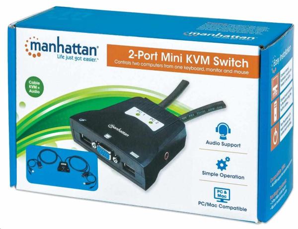MANHATTAN Switch 2 porty USB,  audio,  čierny4
