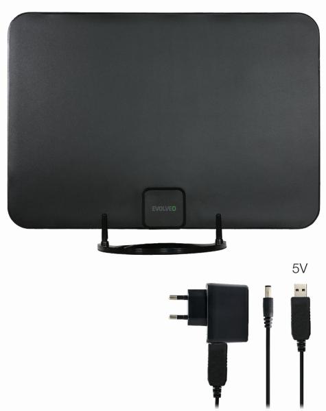 EVOLVEO Xany 2A,  230/ 5V,  aktivní pokojová anténa FM/ DAB+/ DVB-T2,  filtr LTE, 4G, 5G