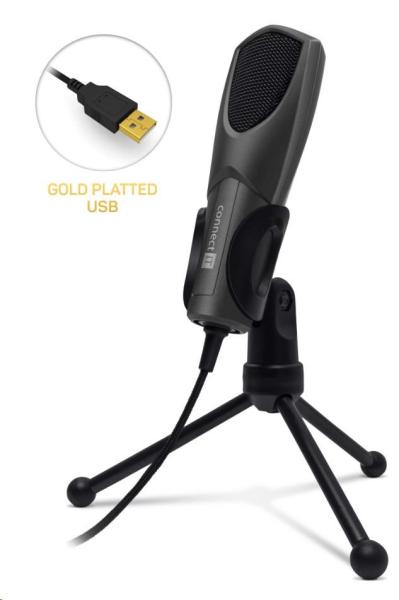 Mikrofón CONNECT IT YouMic USB,  pozlátený konektor USB,  antracitová farba