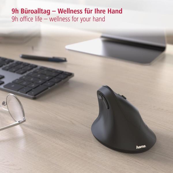 Vertikálna ergonomická bezdrôtová myš Hama EMW-500,  6 tlačidiel,  čierna11