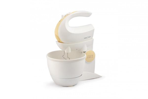 Orava SL-200 C ruční šlehač s nádobou, 300 W, 85 dB, 5 rychlostí, mísa 2.5 l, pulzní spínač, bílá