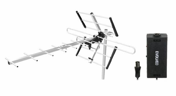 EVOLVEO Flexi 1A,  venkovní DAB+/ DVB-T2 anténa se zesilovačem Amp 1,  filtr LTE, 4G, 5G