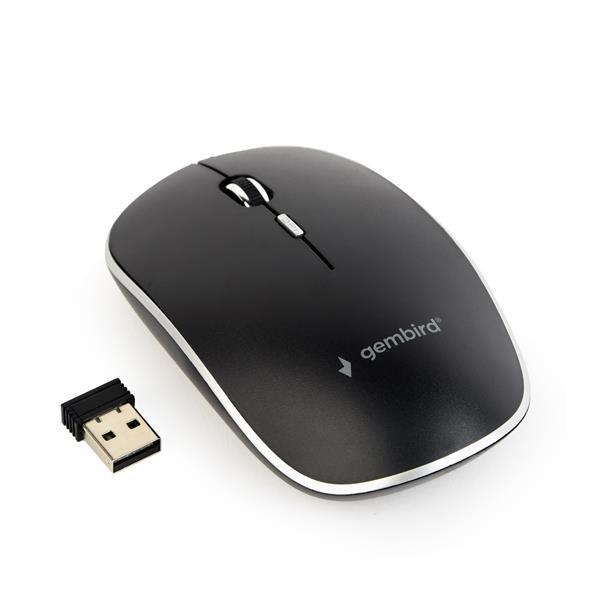 Myš GEMBIRD MUSW-4B-01,  čierna,  bezdrôtová,  USB nano prijímač