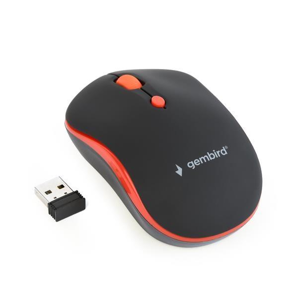 Gembird MUSW-4B-03-R/ Cestovná/ Optická/ 1 600 DPI/ Bezdrôtová USB/ Čierna-červená