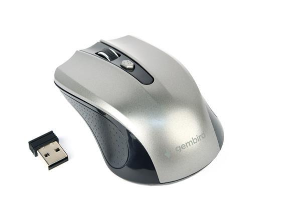 Myš GEMBIRD MUSW-4B-04-BG,  čierno-šedá,  bezdrôtová,  USB nano prijímač
