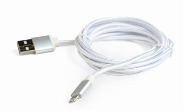 GEMBIRD CABLEXPERT USB 2.0 Nabíjací a synchronizačný kábel Lightning (IP5 a vyšší),  opletený,  1, 8 m,  strieborný,  lesklý