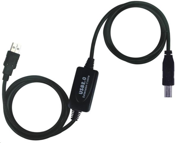 PREMIUMCORD USB 2.0 opakovač a prepojovací kábel A/ M-B/ M 20m
