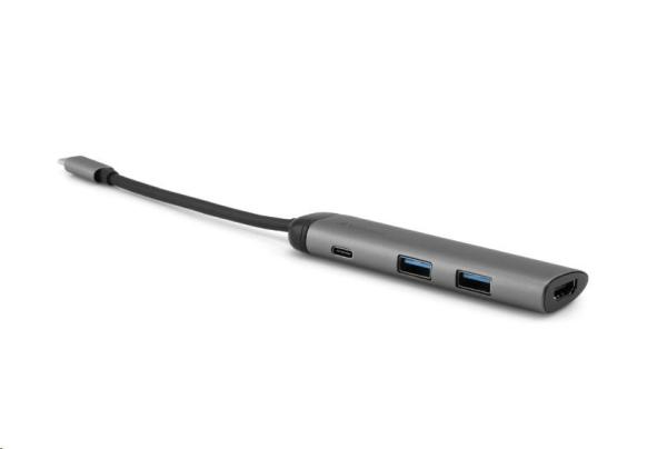 VERBATIM 49140 Multiportový HUB USB-C, 2x USB 3.0, 1x USB-C, HDMI, šedý dok