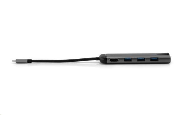 VERBATIM 49142 Multiportový HUB USB-C,  3x USB 3.0,  1x USB-C,  HDMI,  LAN,  SD,  microSD,  šedý dok3
