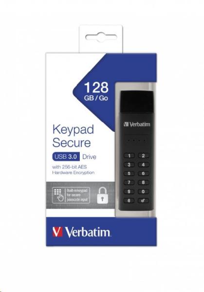 VERBATIM USB 3.0 Disk 128 GB - Zabezpečená klávesnica (R:160/ W:150 MB/ s) GDPR5