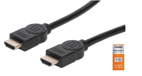 MANHATTAN Vysokorýchlostný kábel HDMI + Ethernet Premium,  5 m,  čierny