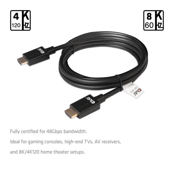 Club3D Kabel Ultra Rychlý HDMI™ Certifikovaný,  4K 120Hz,  8K60Hz,  48Gbps M/ M,  3m,  28 AWG0
