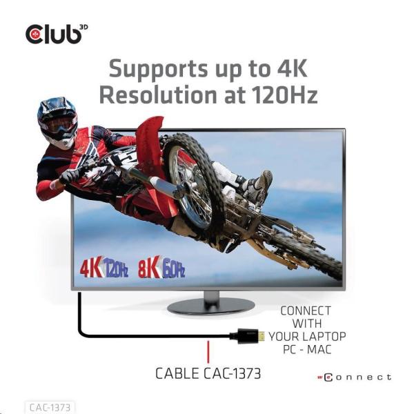 Club3D Kabel Ultra Rychlý HDMI™ Certifikovaný,  4K 120Hz,  8K60Hz,  48Gbps M/ M,  3m,  28 AWG2
