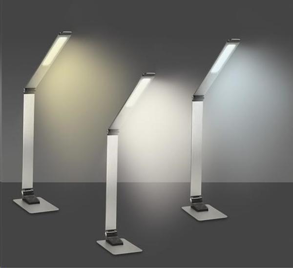 Solight LED stolní lampička stmívatelná,  11W,  změna chromatičnosti,  broušený hliník,  stříbrná2