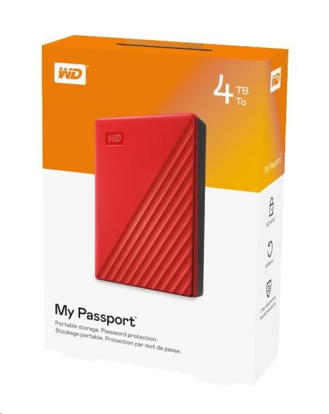 Prenosný disk WD My Passport 4 TB Ext. 2.5" USB3.0 Červená0