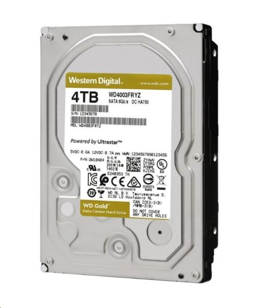 WD GOLD WD4003FRYZ 4TB SATA/  6Gb/ s 256MB cache 7200 otáčok za minútu,  CMR,  Enterprise2