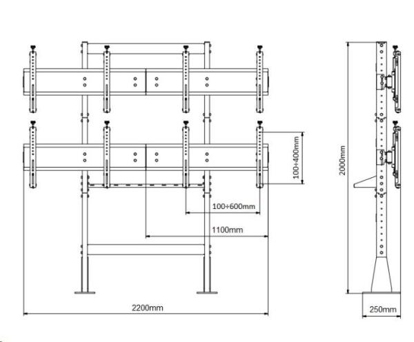 EDBAK VWS2257L - televizní stěna 2x2 Tv do 57"0