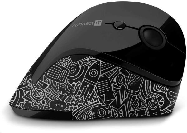 CONNECT IT FOR HEALTH ergonomická vertikálna myš DOODLE,  (+ 1x batéria AA zdarma),  bezdrôtová