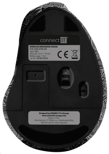 CONNECT IT FOR HEALTH ergonomická vertikálna myš DOODLE,  (+ 1x batéria AA zdarma),  bezdrôtová5
