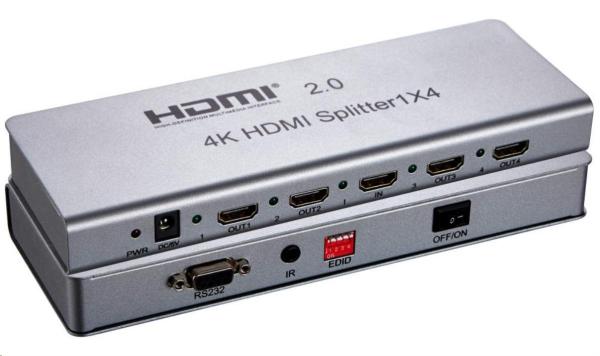 PremiumCord HDMI 2.0 splitter 1-4 porty,  4K x 2K/ 60Hz,  FULL HD,  3D