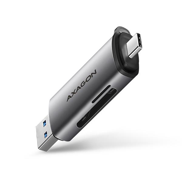 AXAGON CRE-SAC,  USB3.externá čítačka kariet SD/ microSD 2 Gen 1 Type-C + Type-A,  podpora UHS-I