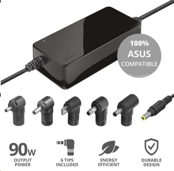 Napájací adaptér TRUST MAXO pre notebooky ASUS 90 W,  vrátane. koncové uzávery