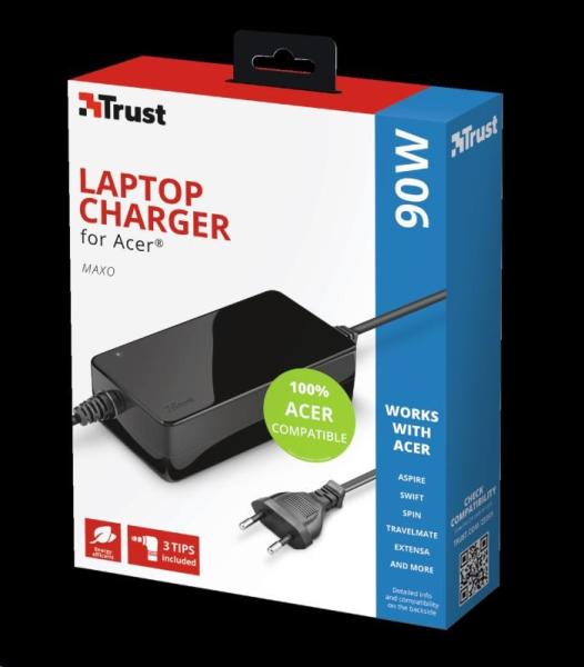Napájací adaptér TRUST MAXO pre notebooky ACER 90 W,  vrátane. koncové uzávery2